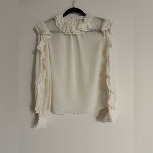 Zimmermann Ivory White Sheer Polka Dot Long Sleeve Blouse